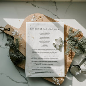 gingerbread cookie holiday recipe tea towel