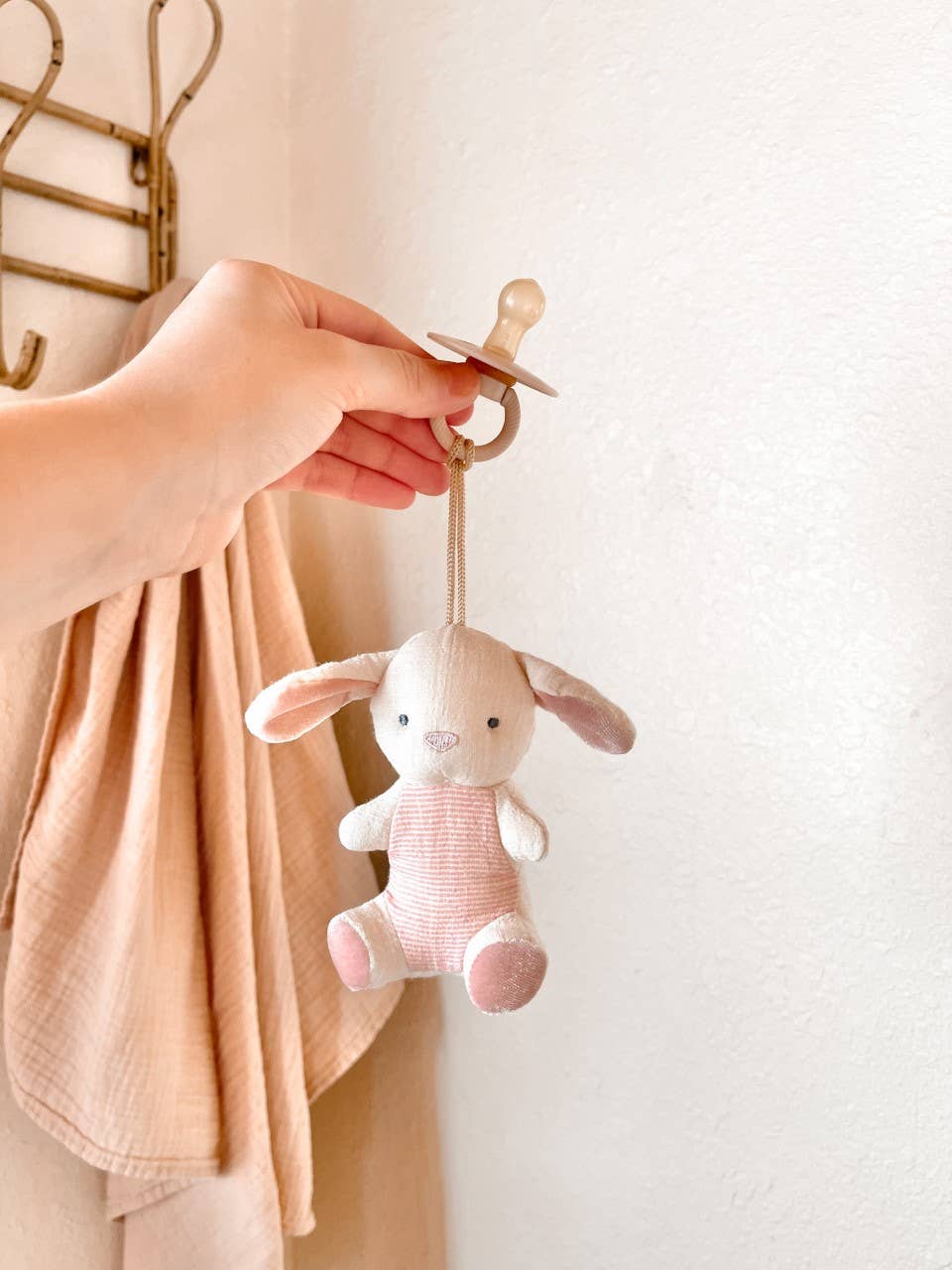 Natural Rubber Pacifier & Stuffed Animal: Bunny