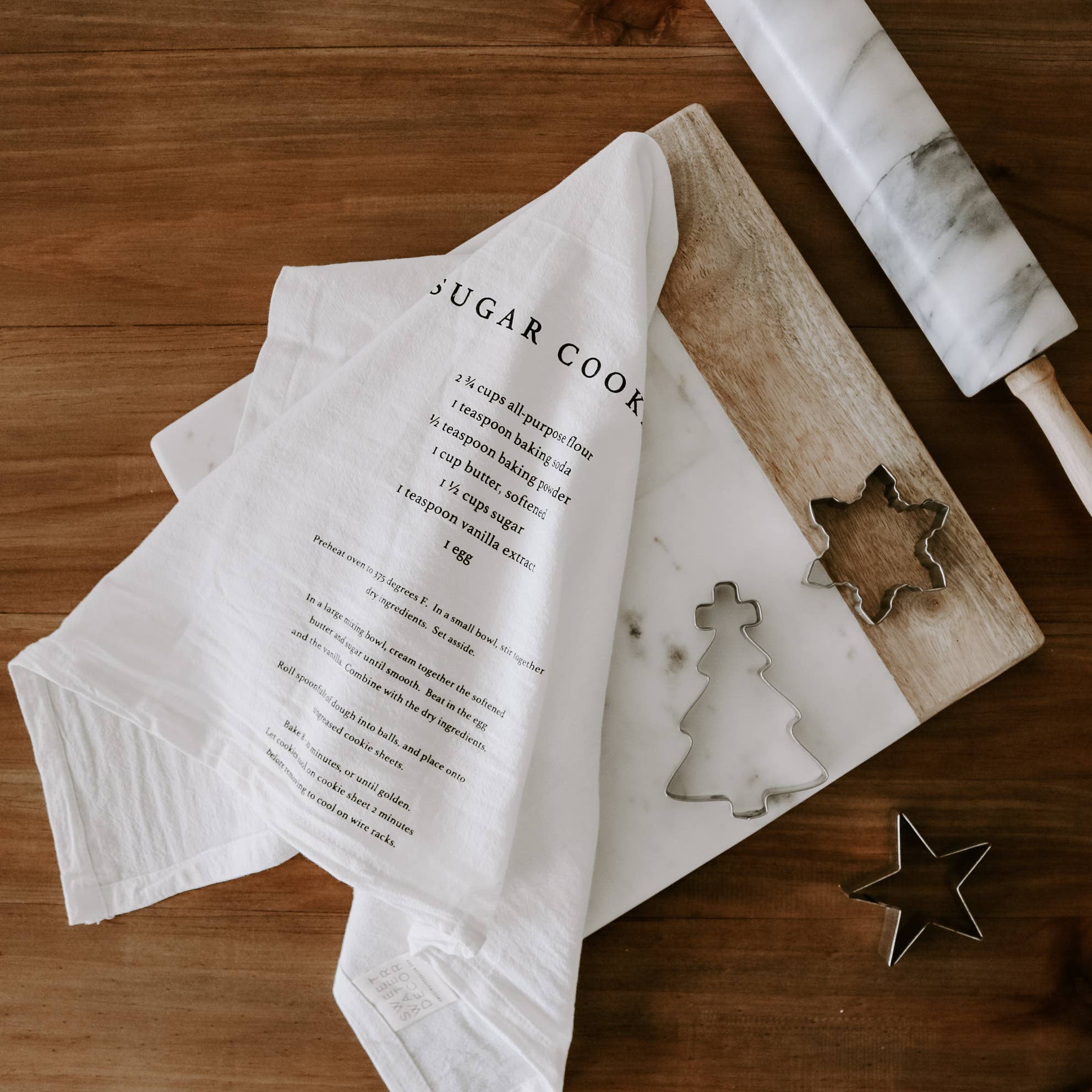 sugar cookie recipe holiday tea towel