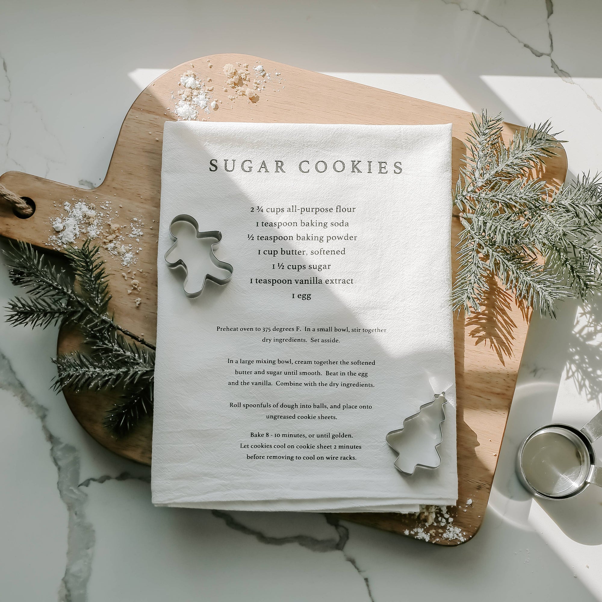 sugar cookie recipe holiday tea towel