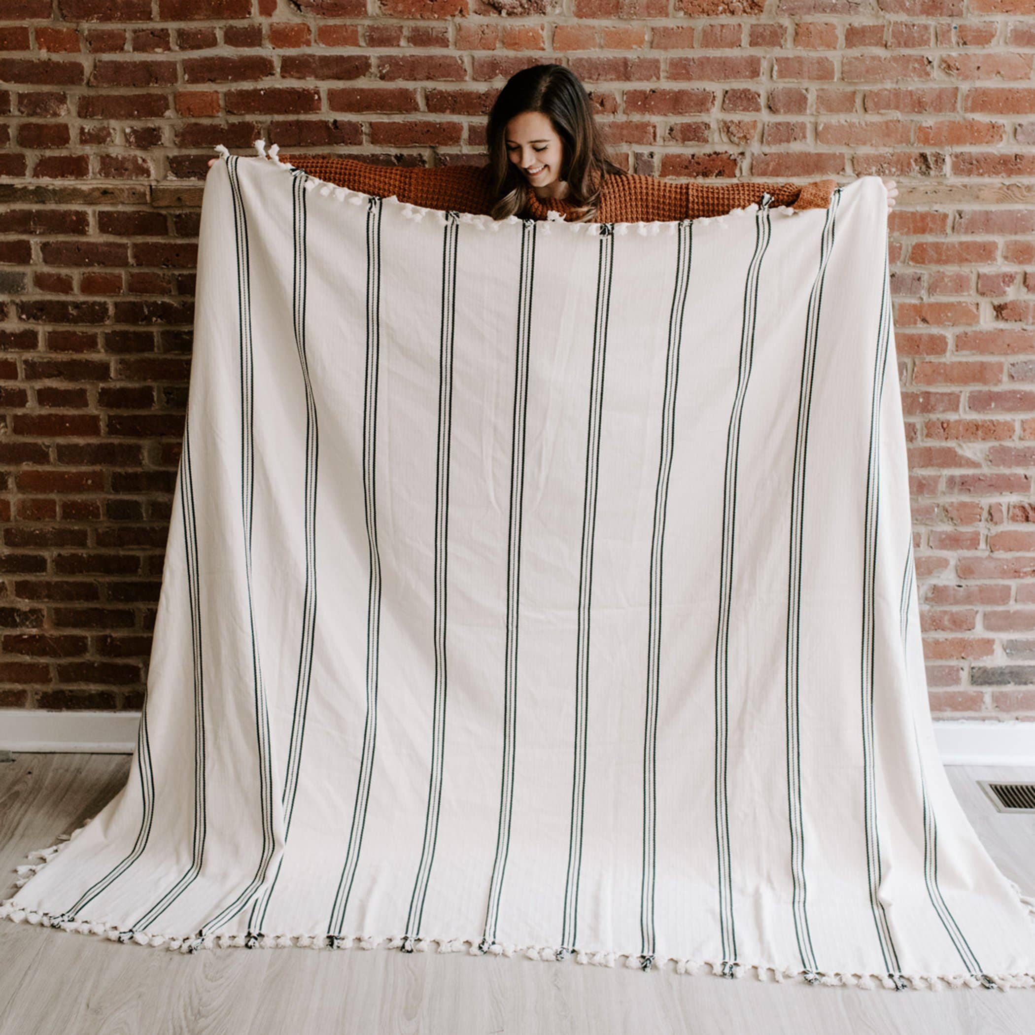 oversized striped throw blanket, 100% turkish cotton