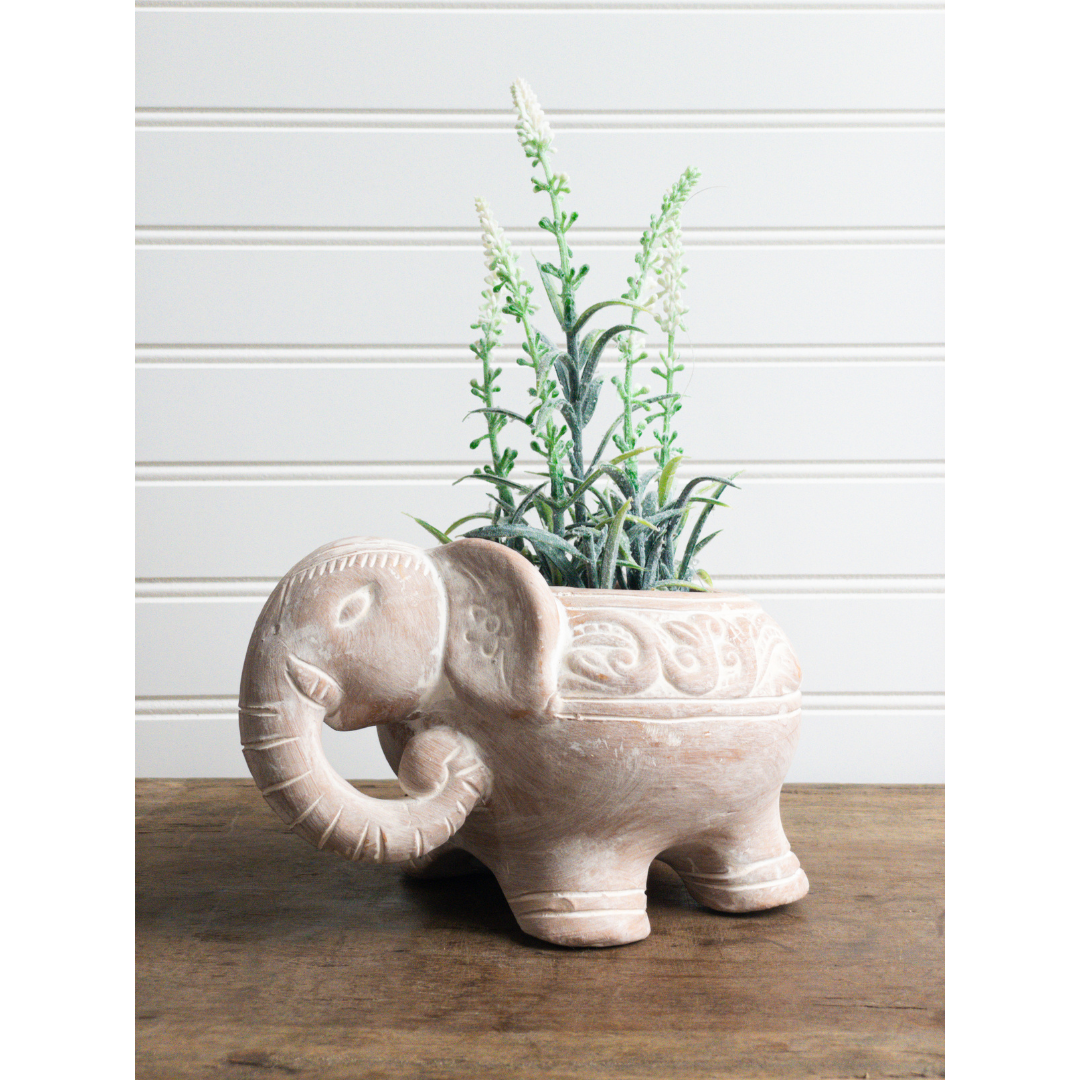 Flowering sage bush in pot, boo and rook, home accessories