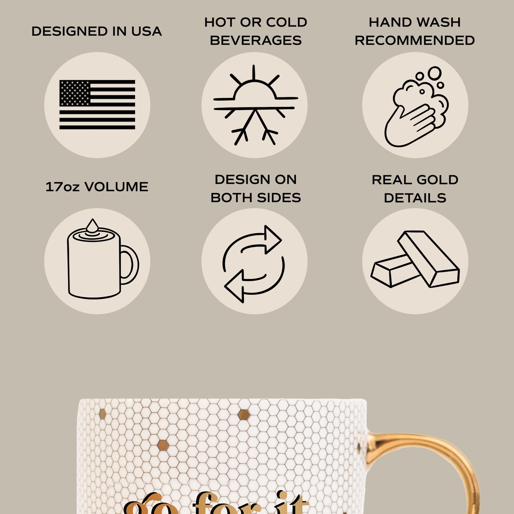 fa la la la la holiday mug with gold details