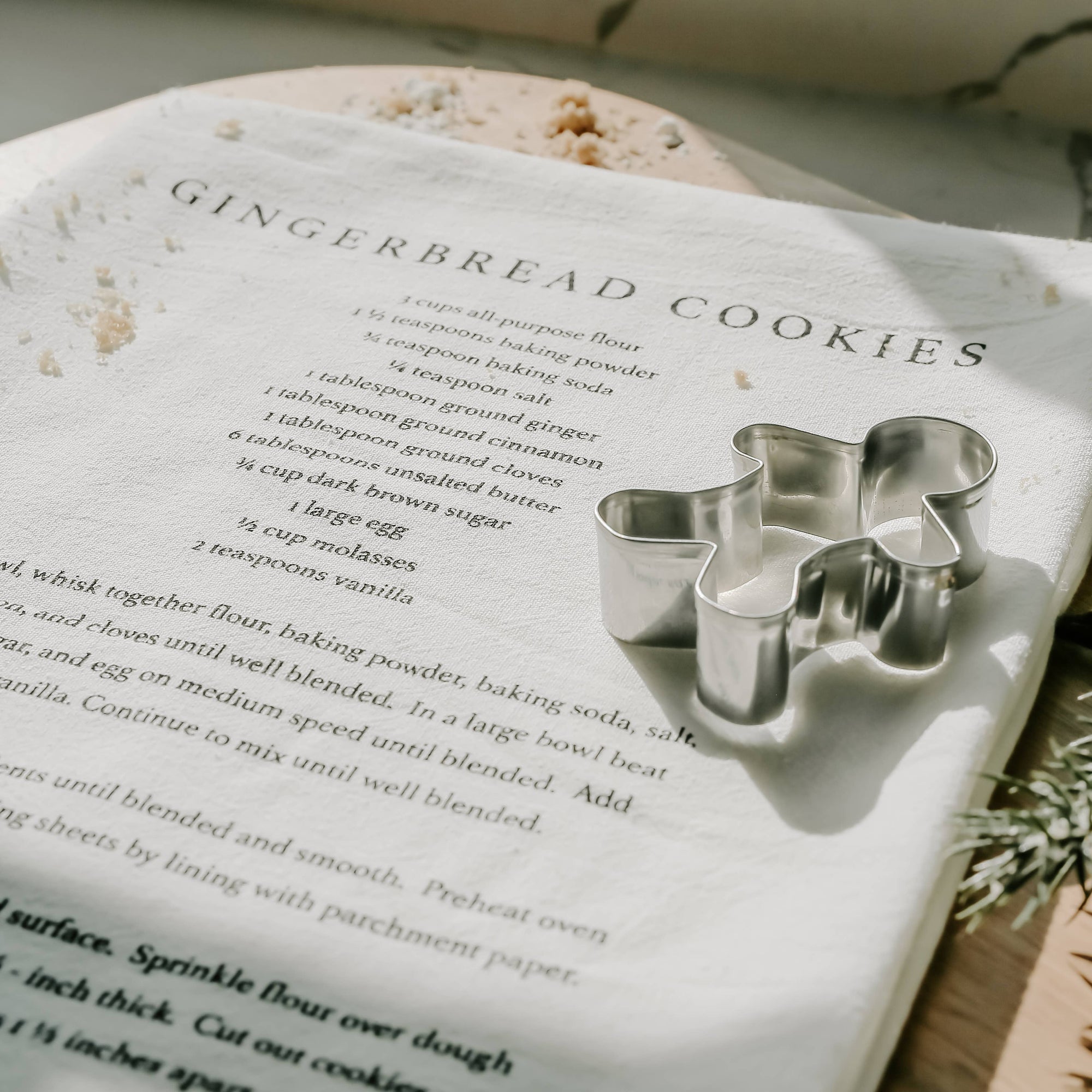 gingerbread cookie holiday recipe tea towel