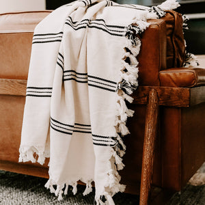 oversized striped throw blanket, 100% turkish cotton