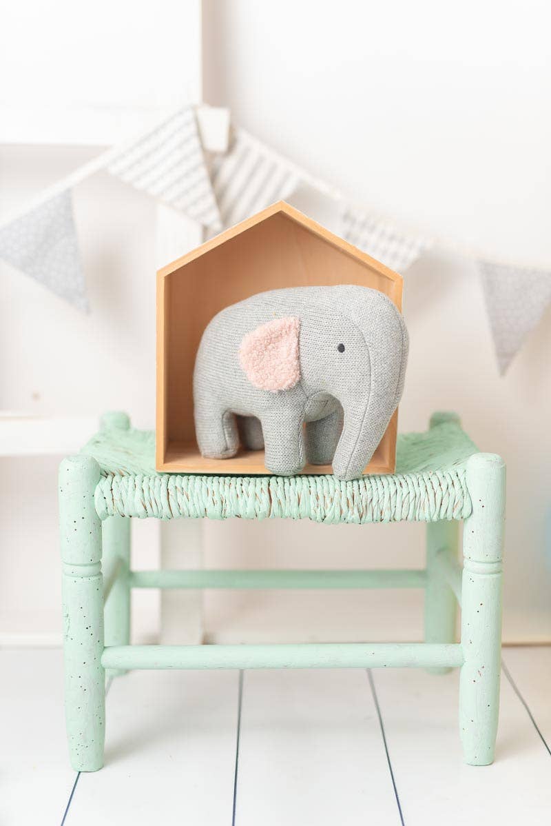 Eloise the soft knit grey and pink elephant