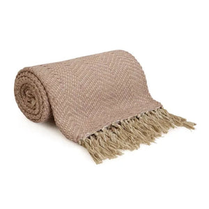 Kaya chevron throw blanket in blush and cream, soft cotton throw blanket,