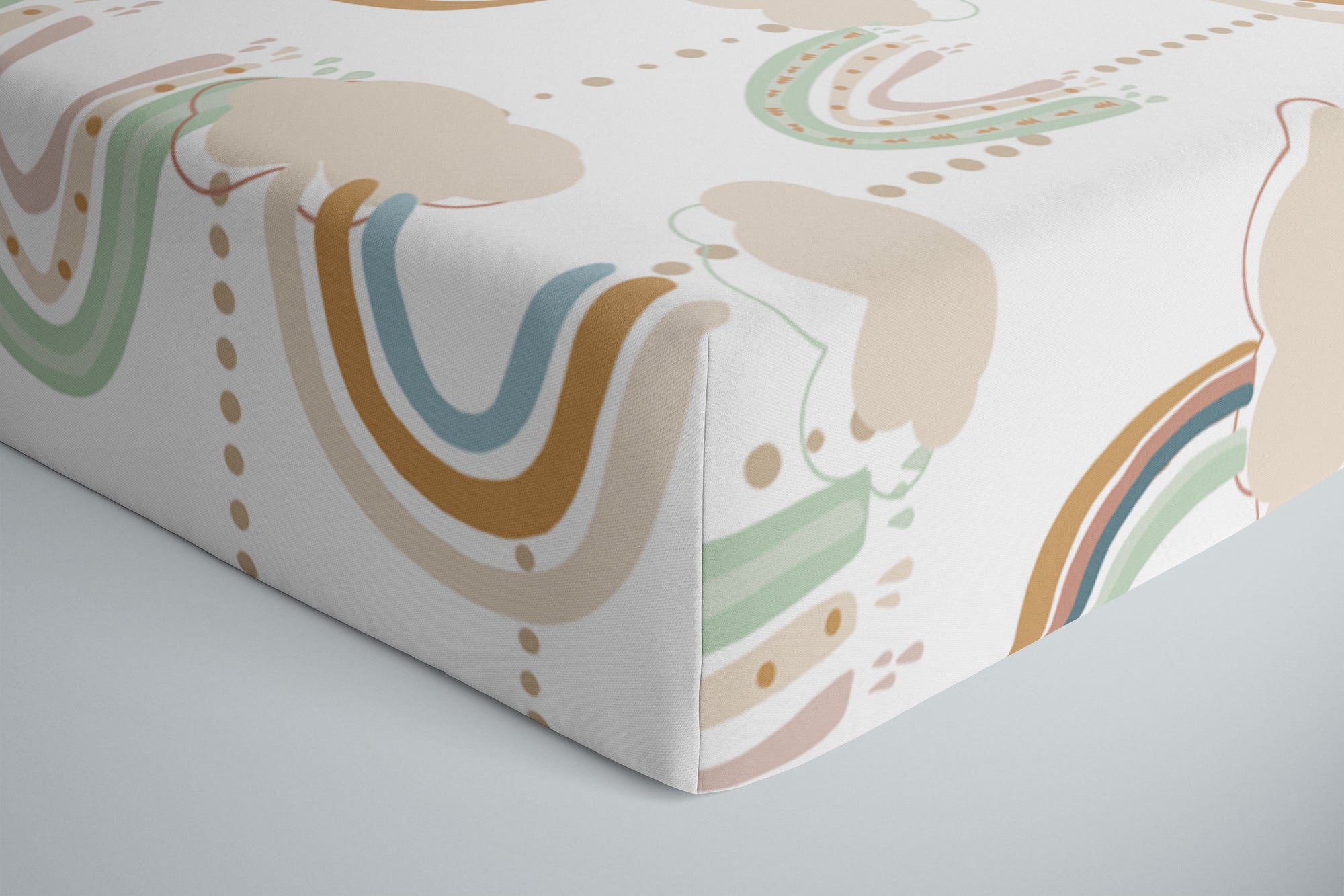 boo and rook childrens interiors boho rainbow gender neutral crib sheet, boho rainbow and floral collection, rainbow baby