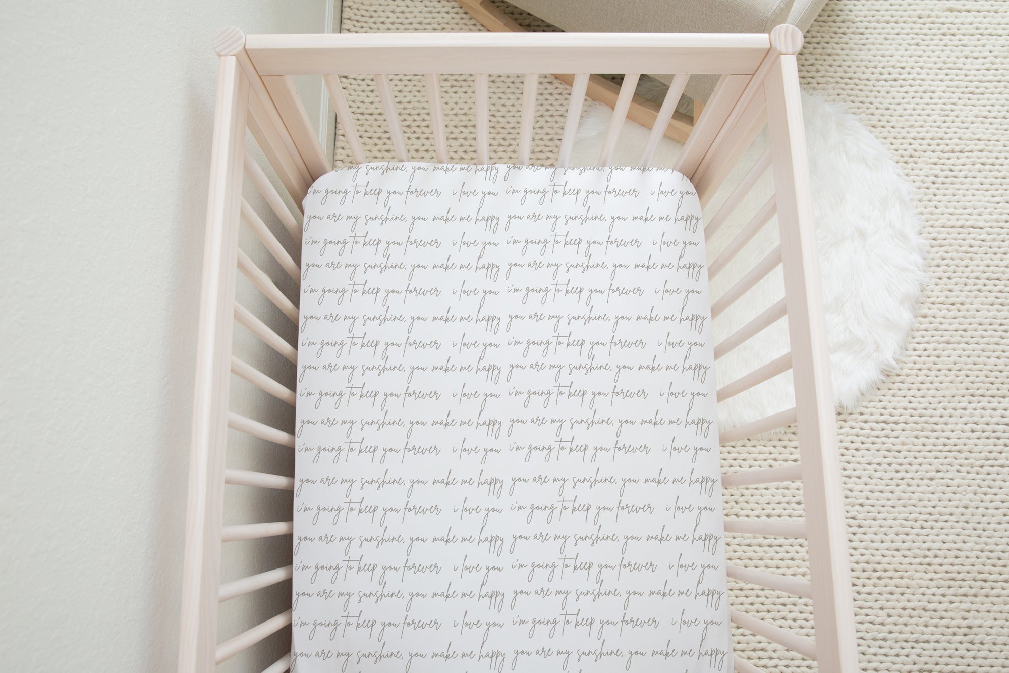 boo and rook, nursery decor for the modern mama, affirmation  collection, gender neutral crib sheet.