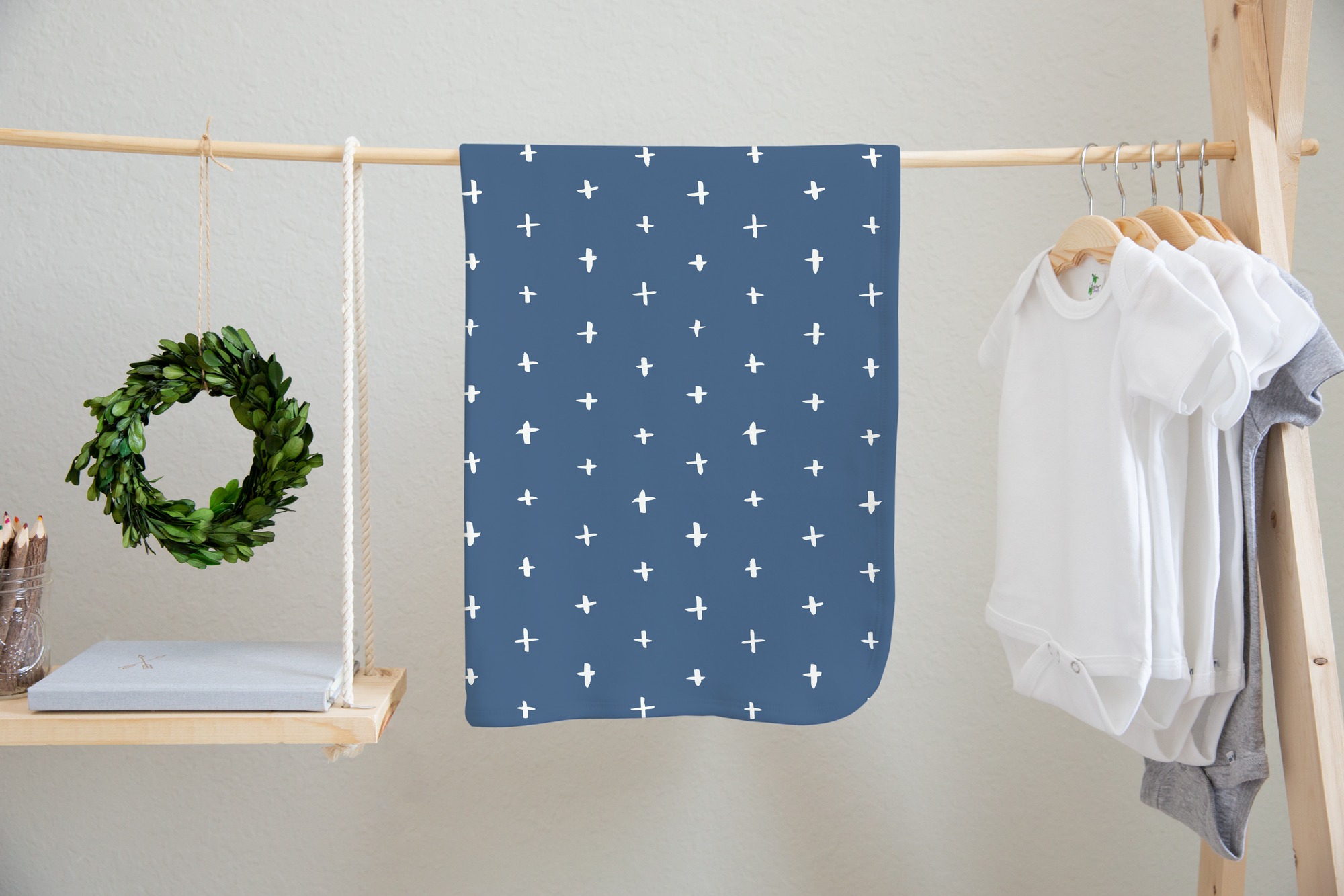 boo and rook cross plus sign minky baby blanket, baby boy nursery, navy blue and white nursery decor