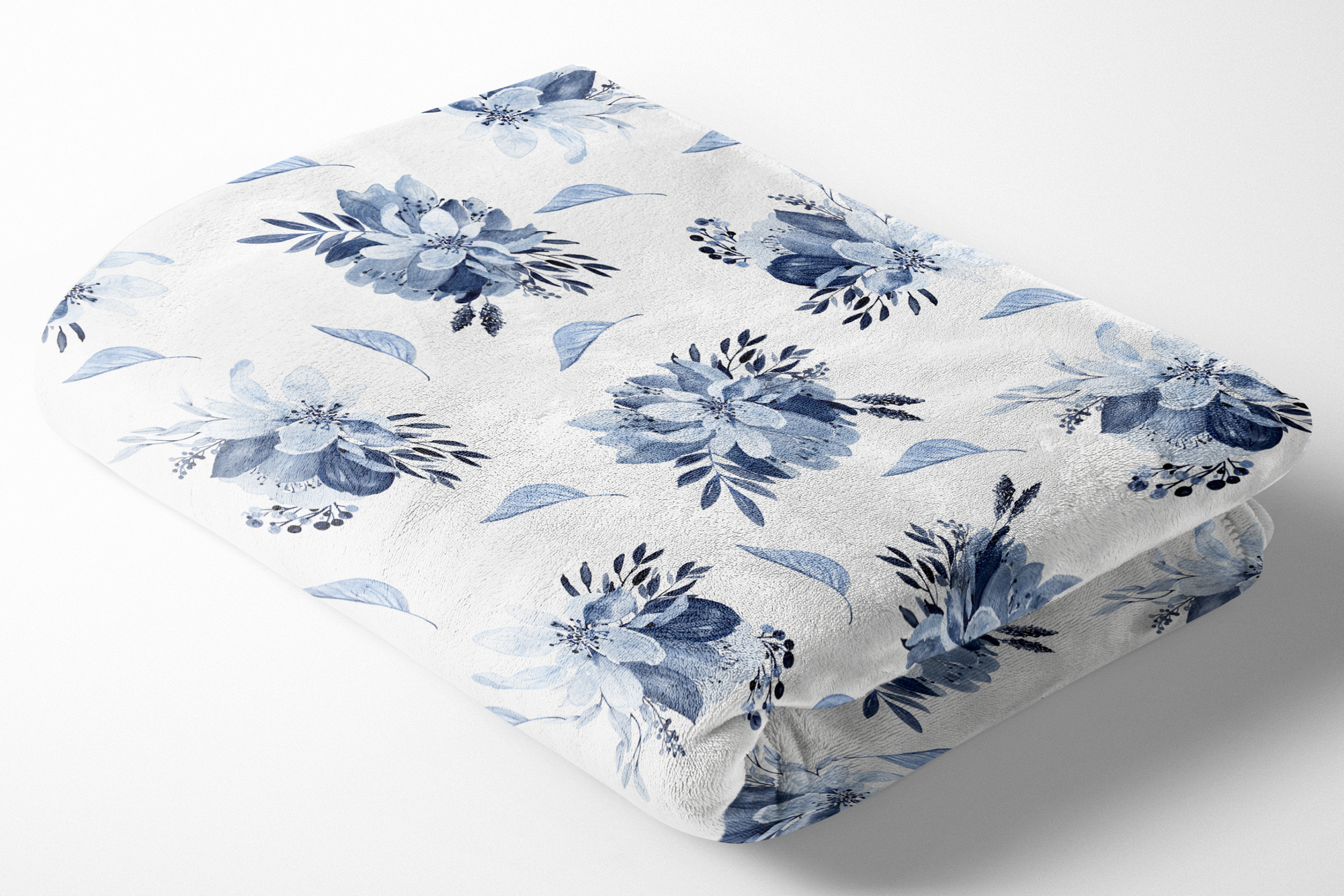 boo and rook blue floral bouquet baby blanket, sherpa and minky, baby girl blue and white nursery decor