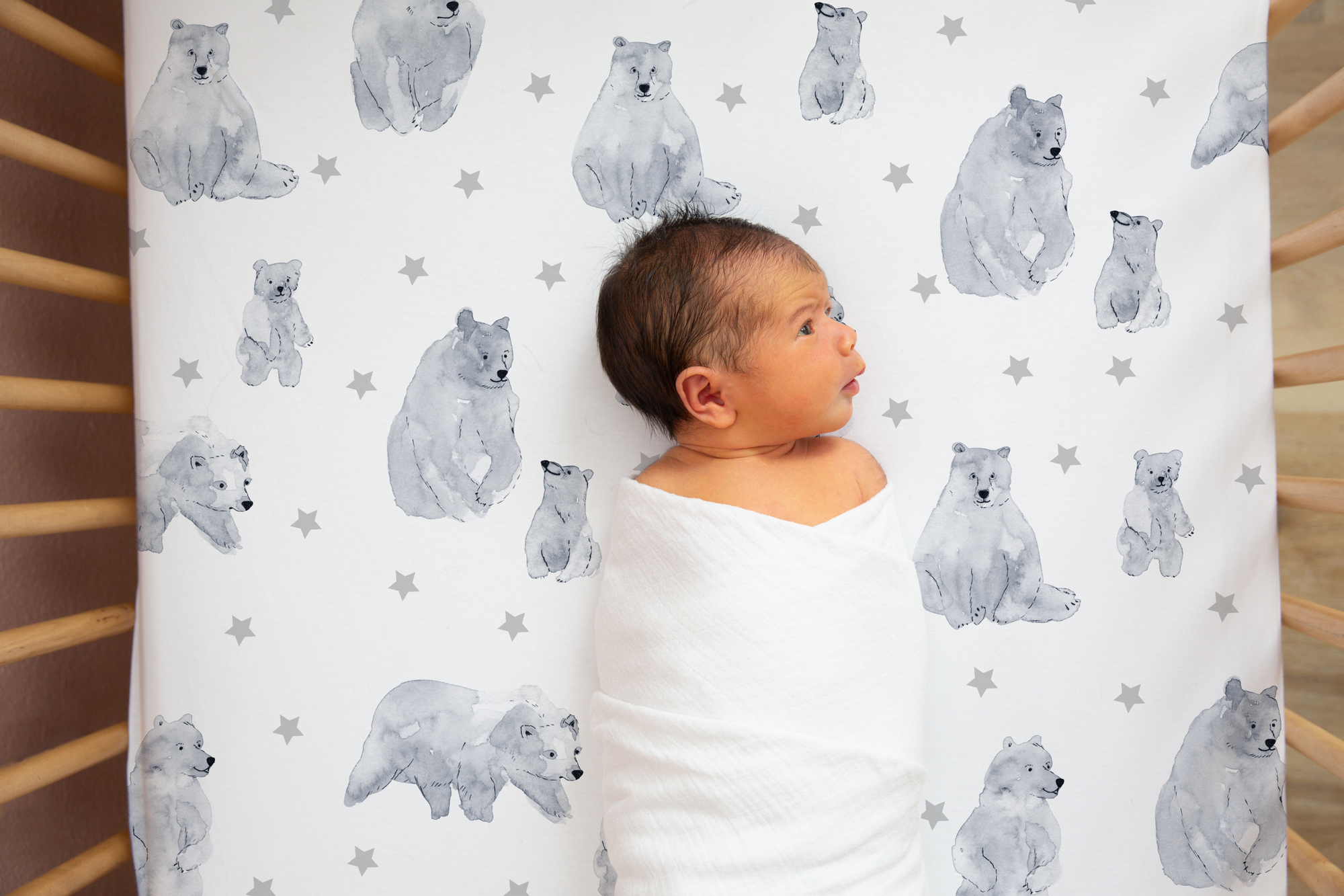 Boo & Rook Bear Forest Animal Wildlife watercolor crib sheet and baby blanket baby boy nursery decor and baby shower gift