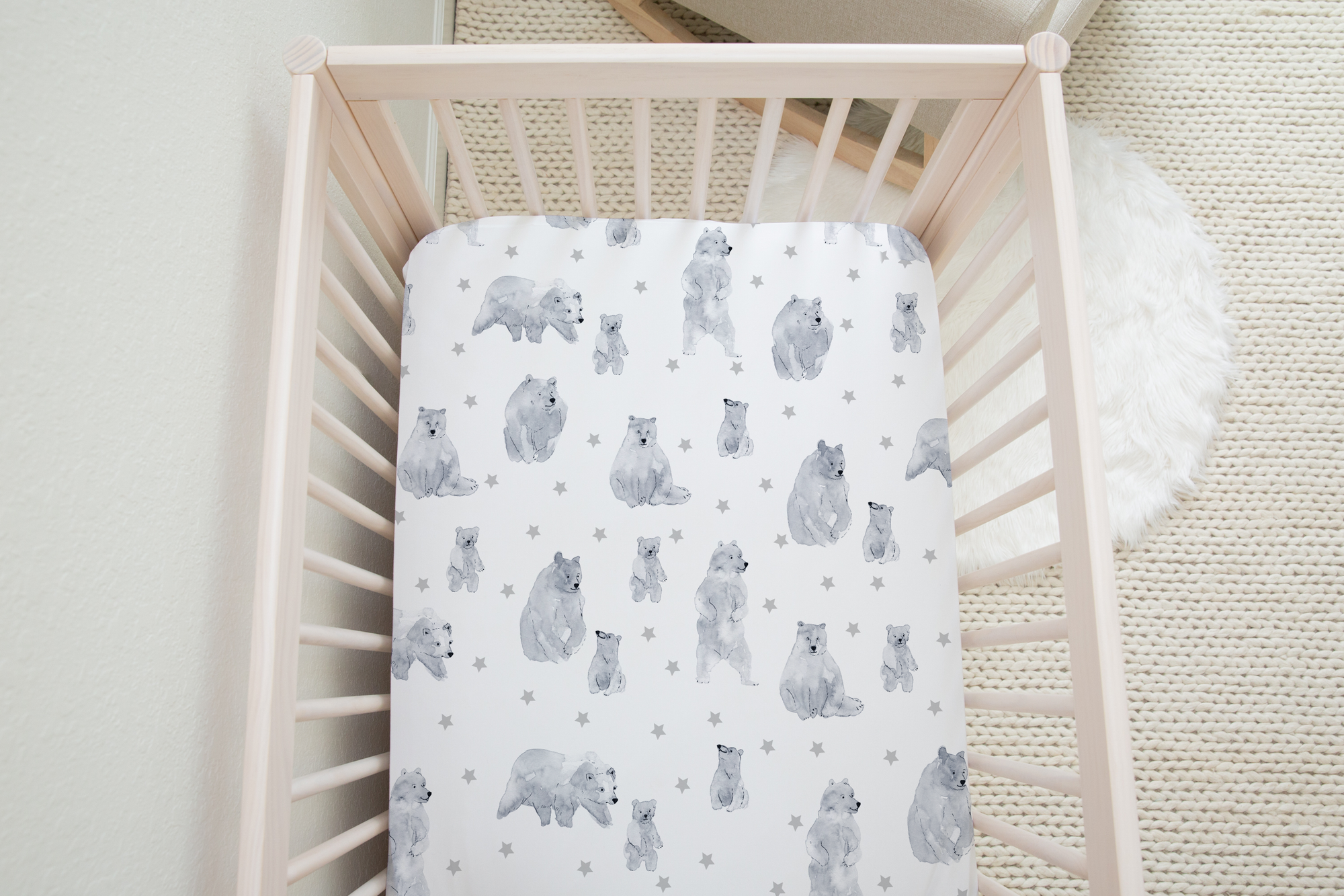 Boo & Rook Bear Forest Animal Wildlife watercolor crib sheet and baby blanket baby boy nursery decor and baby shower gift