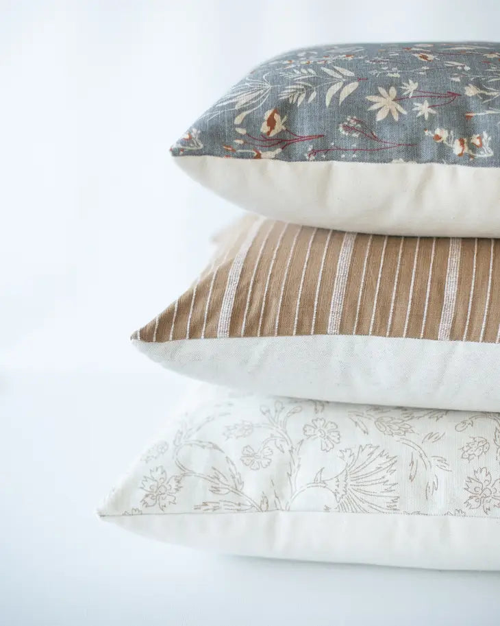 Ella pillow cover, 18x18 , neutral floral print perfect from spring through fall