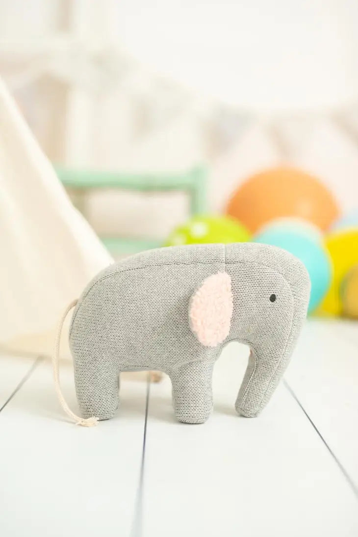 Eloise the soft knit grey and pink elephant