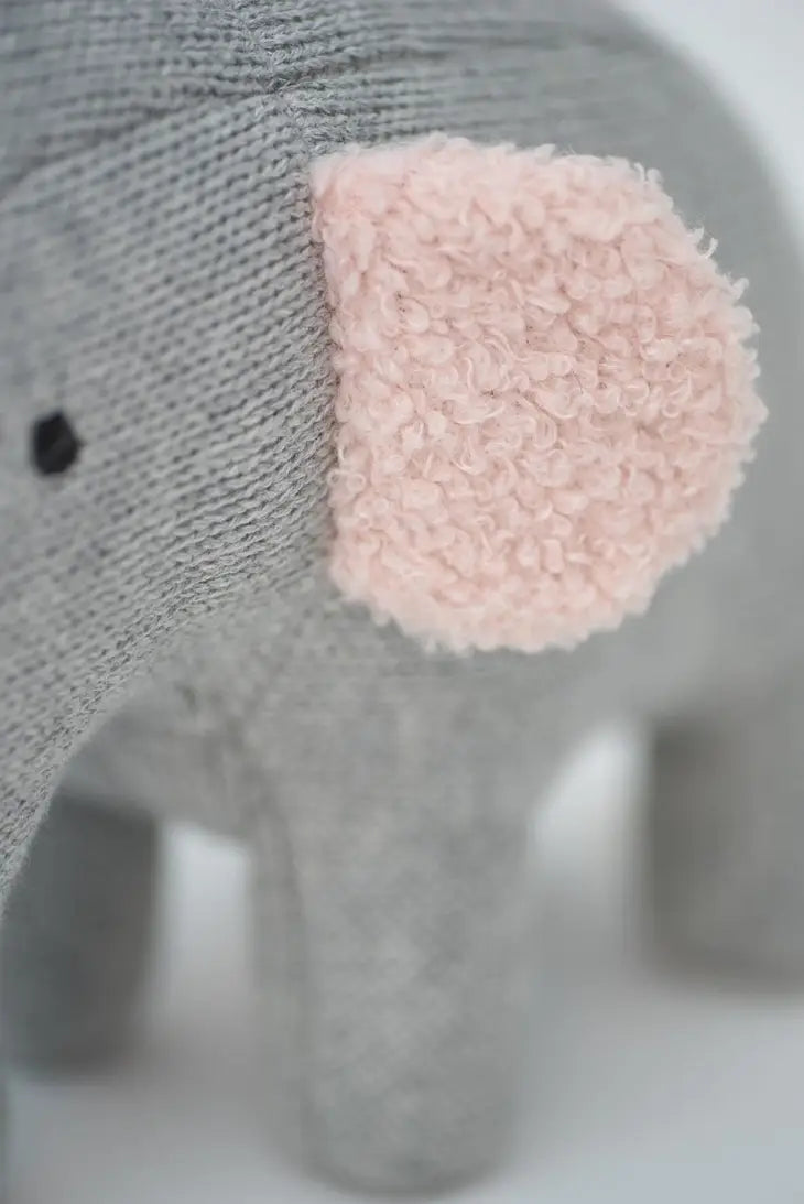 Eloise the soft knit grey and pink elephant