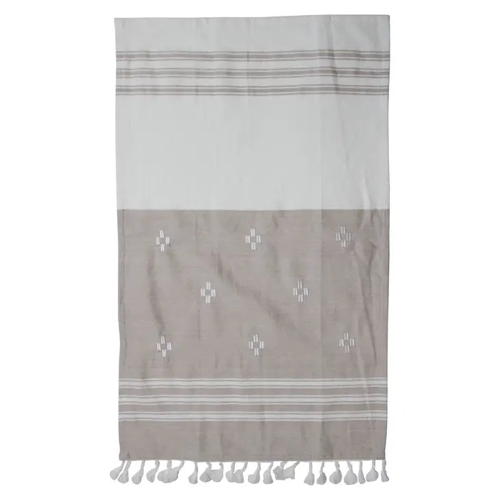 Sunny Tea Towel, white and grey cotton