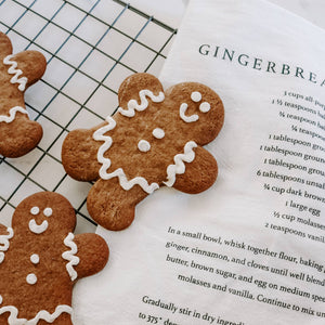 gingerbread cookie holiday recipe tea towel