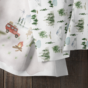 boo and rook watercolor forest trees lakes mountains outdoor baby boy nursery decor crib sheets baby blankets baby shower gift