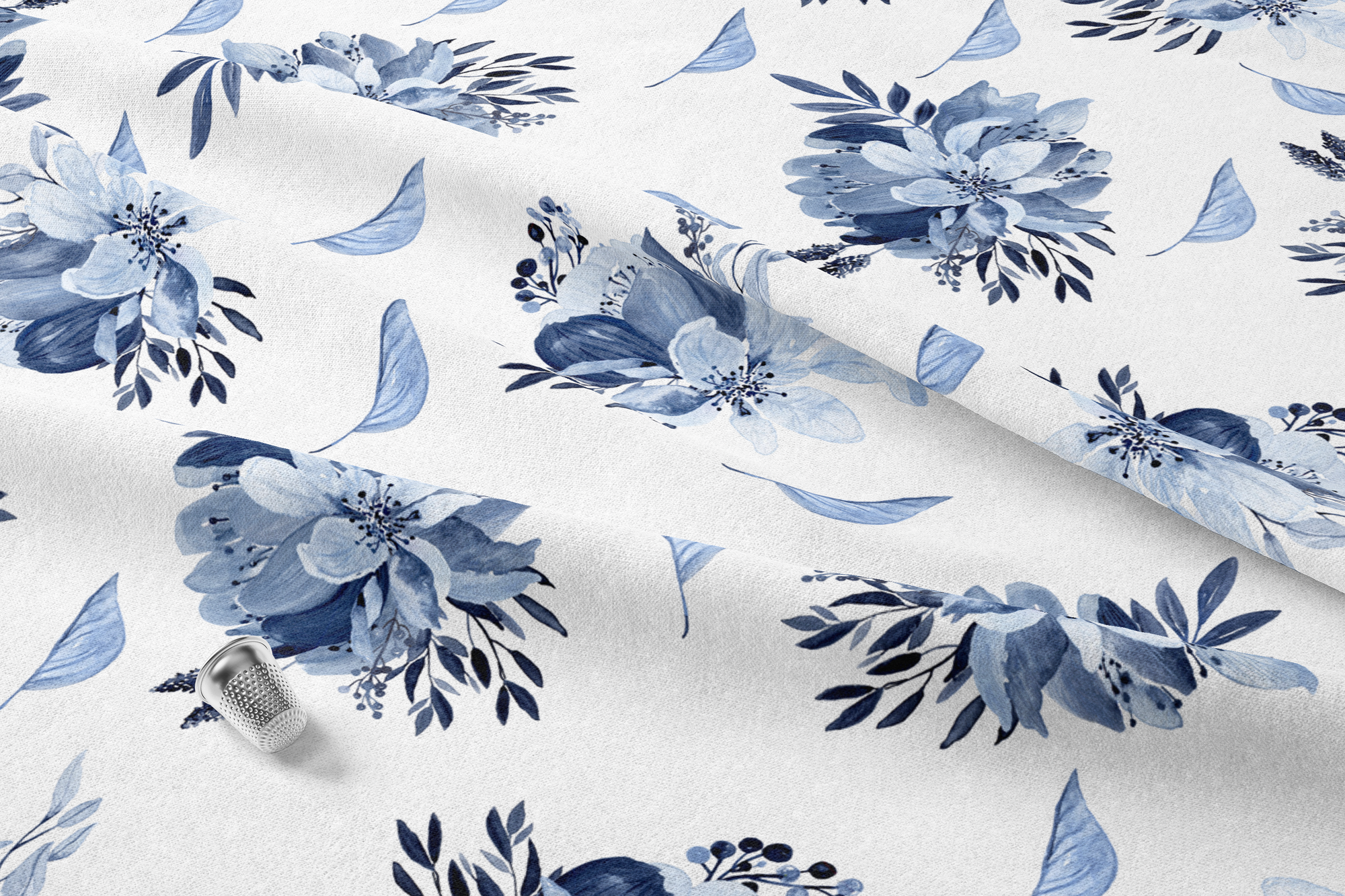 Blue Floral Bouquet Crib Sheet