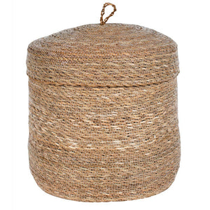 hogla basket with lid, 15", handwoven