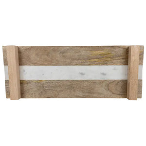 Eloise wood and marble footed serving board