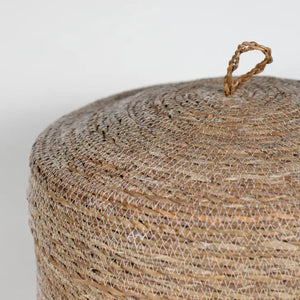 hogla basket with lid, 15", handwoven