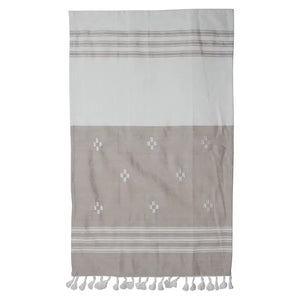 Sunny Tea Towel, white and grey cotton