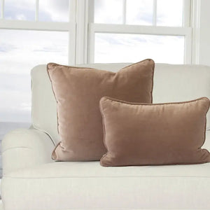 Vivianna velvet pillow cover in golden taupe